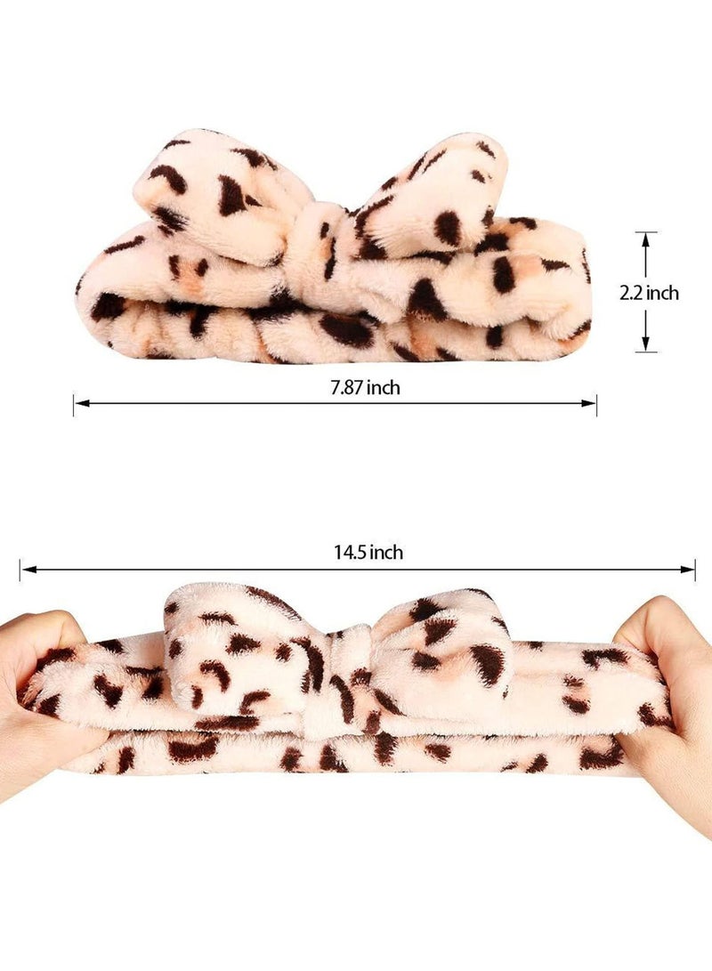 GGOOT 8 Pack Spa Headband, Coral Fleece Makeup Headband Cosmetic Headband Bow Headbands For Washing Face - Image 3