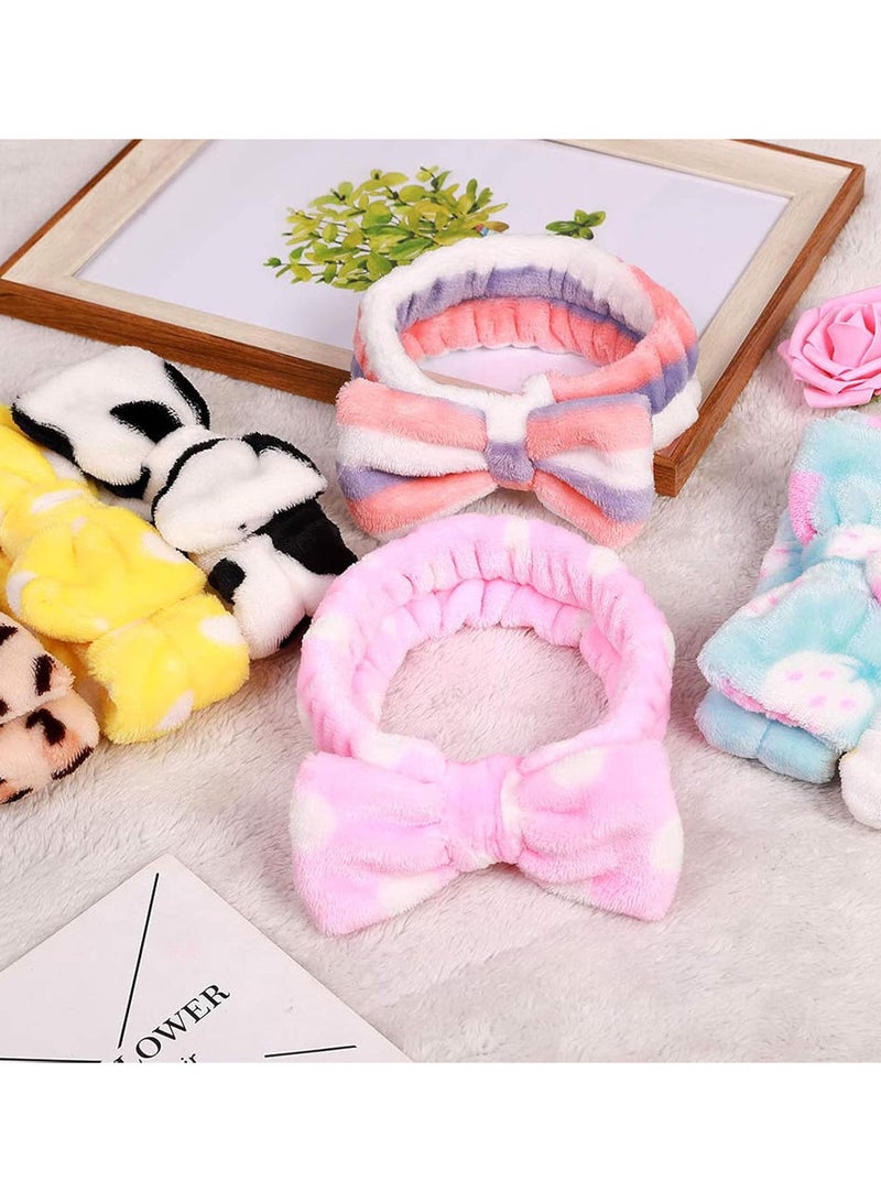 GGOOT 8 Pack Spa Headband, Coral Fleece Makeup Headband Cosmetic Headband Bow Headbands For Washing Face - Image 4