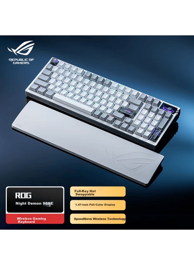 Rog Night Demon 98 He Magnetic Axis Wireless Gaming Keyboard Oled Color Screen Wireless 8k Report Rate Rt0.01 Esports Keyboard Valorant Pbt White - Image 1