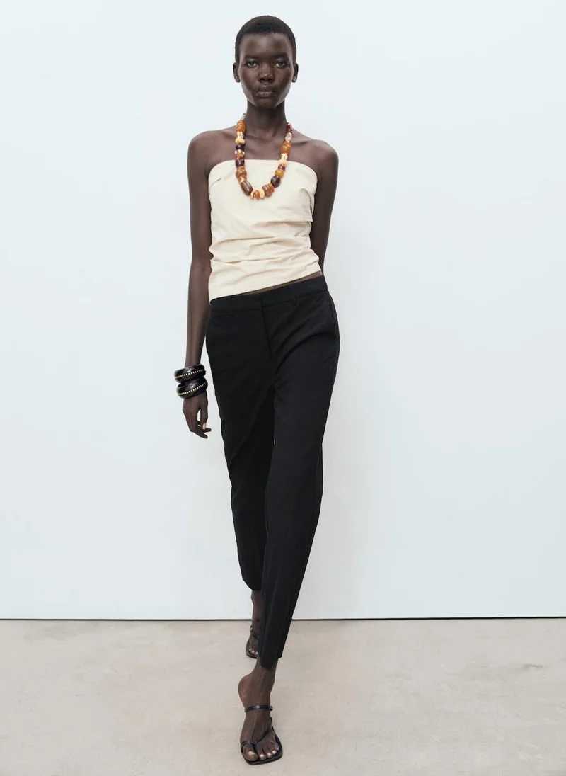 MANGO Straight-cut crop trousers
