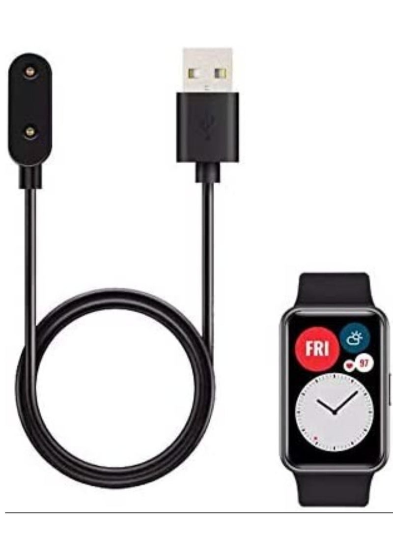 USB Charging Cable Cord Base Dock Charger Adapter Stand For Huawei Watch Fit | Fit 2 | Huawei Band 6 | Huawei Band 7 (Black) - Image 1