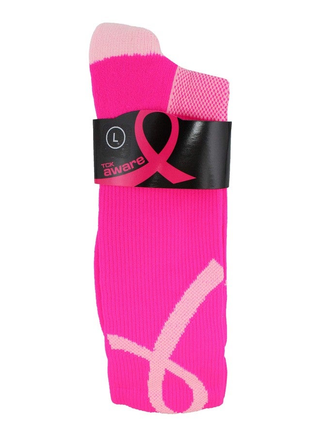 TCK Pink Ribbon Awareness Crew Socks (Hot Pink/Pink, X-Large) - Hot Pink/Pink,X-Large - Image 3