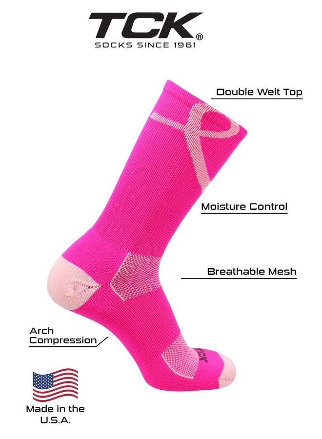 TCK Pink Ribbon Awareness Crew Socks (Hot Pink/Pink, X-Large) - Hot Pink/Pink,X-Large - Image 4