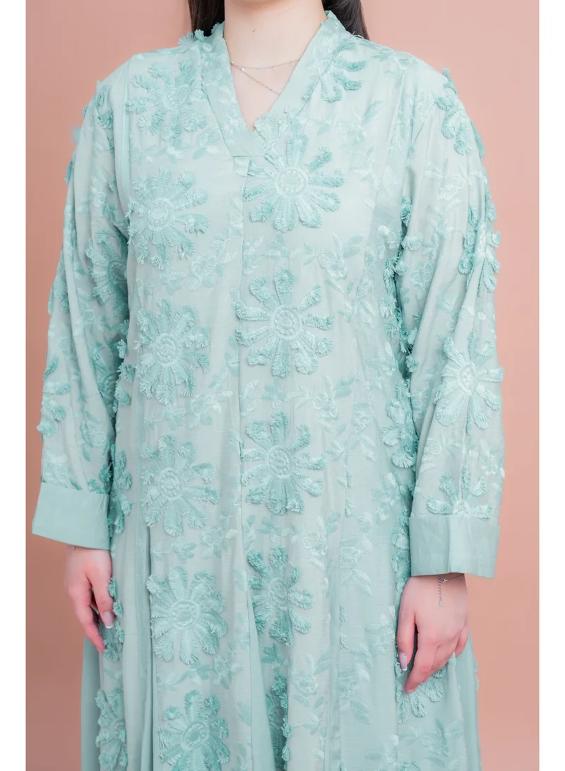 IKKXA Soft Petals Embroidered Jalabiya