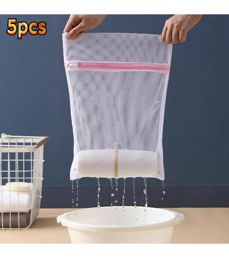 Mesh Laundry Bags 5 Small For Delicate Clothes Underwear Knitwear Washing Machine Durable Zipper 3 Pack - Image 2