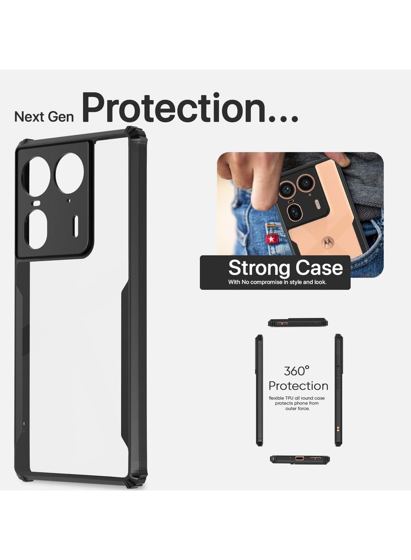 Moto Edge 50 Ultra 5G Back Cover Transparent Crystal Clear Hard PC Back Case with TPU Bumper, Drop Protection Case Cover for Moto Edge 50 Ultra 5G - Image 2