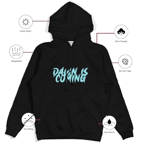 fanideaz Cotton Blend Hooded Regular Fit Dawn Printed Full Sleeve Hoodie For Men, Black_Medium - Image 5