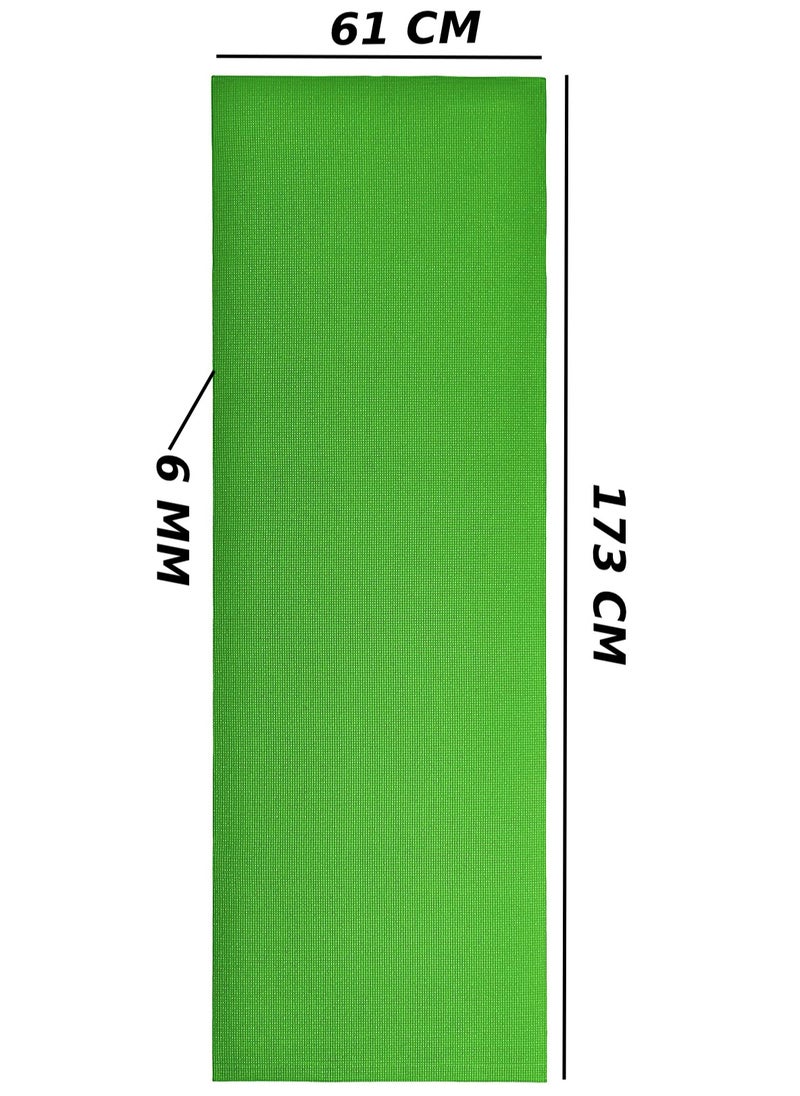 Generic PVC Yoga Exercise Mat With Carrying Bag 6MM Thick x173cm Lx61cm W, Green  - Image 5
