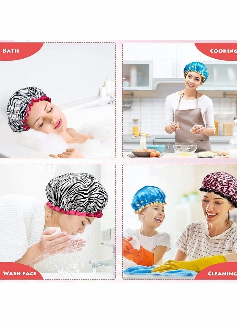 NIBEMINENT Shower Cap, Caps for Women Long Hair, Reusable Double Layer Waterproof Hair Bath Stylish Satin Bonnet, Soft Comfortable EVA Lined Hat All Length (3 PCS) - Image 3