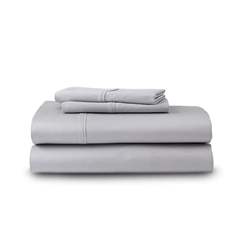 GhostBed Split King Cooling Supima Cotton and Tencel Luxury Sheet Set  Wrinkle Resistant with Deep Pockets 7 Piece Gray