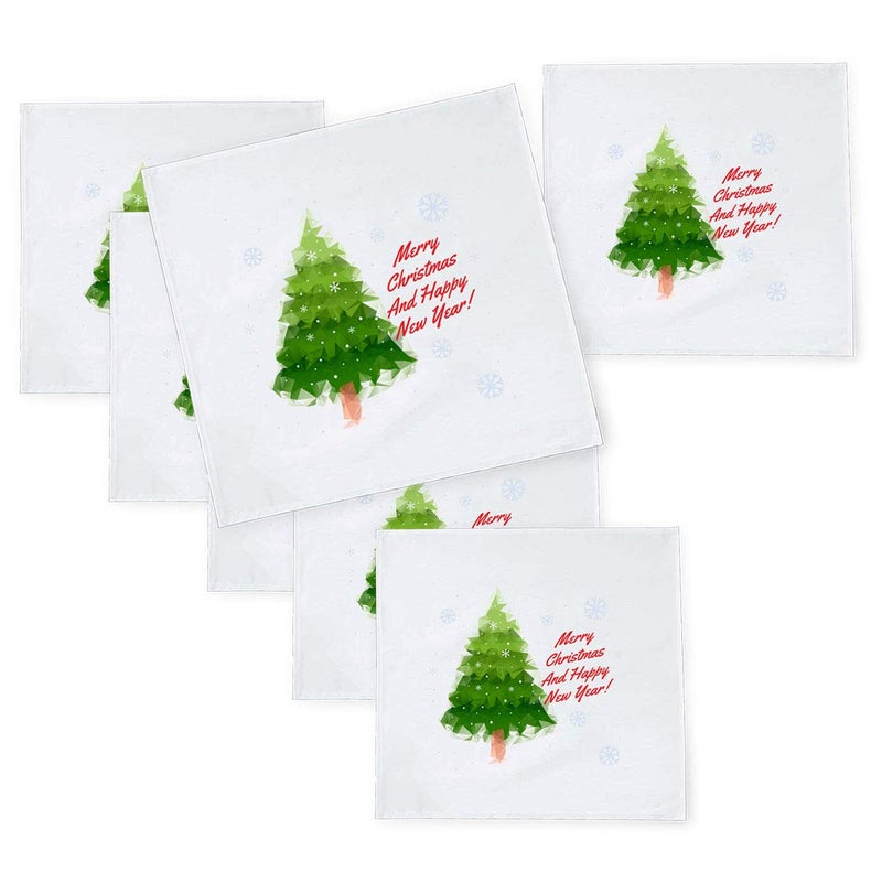 Khakee مناديل طاولة حرير تافتا بموضوع عيد الميلاد 6 قطع 10x10 لتزيين عيد الميلاد زينة عيد الميلاد هدية عيد الميلاد npxmas074P - Image 1