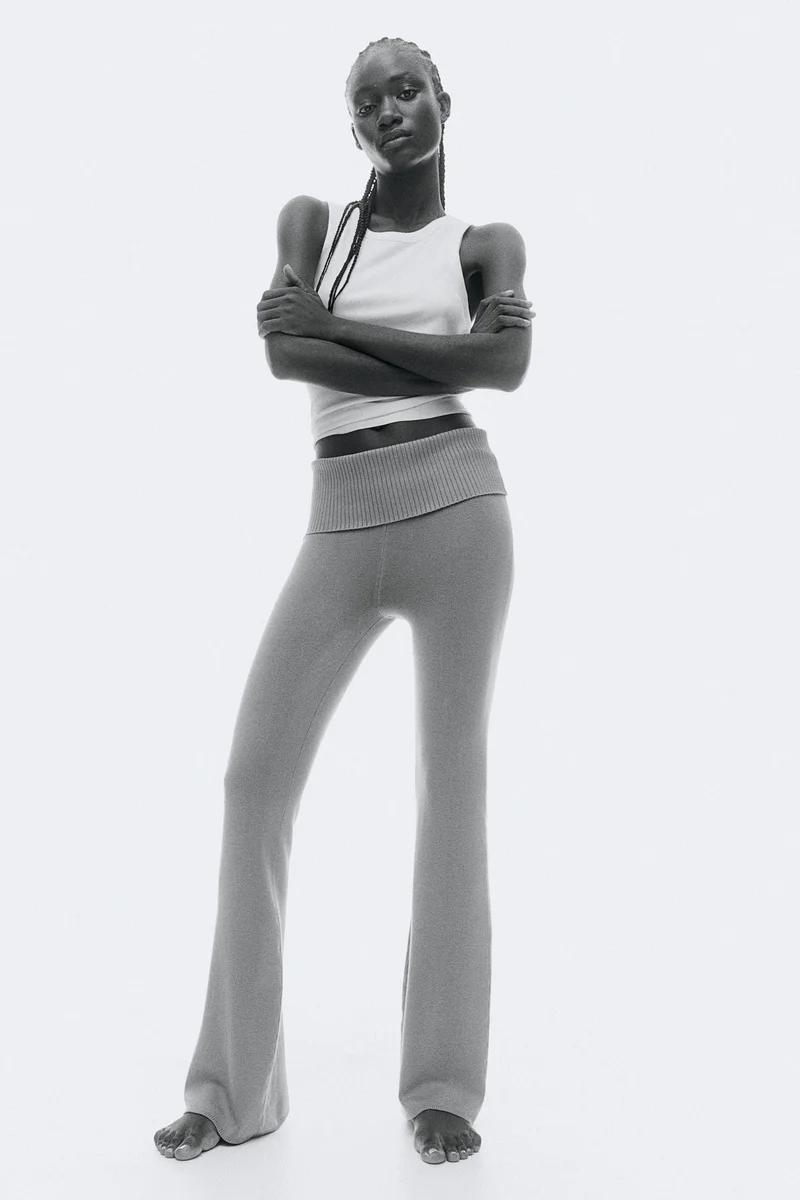 H&M Flared Fine-Knit Trousers