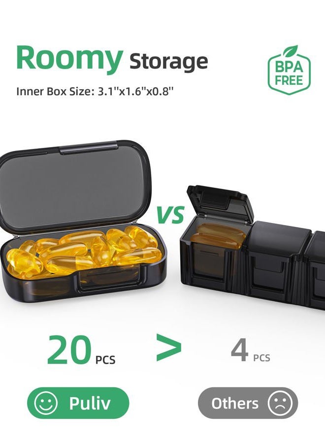 PULIV Pill Organizer with Large Capacity, Dual Protection Pill Box 7 Day, Arthritis Friendly Pill Case Easy to Open, Weekly Medicine Organizer for Vitamins, Medications, Fish Oils, Supplements (Black) - Image 2