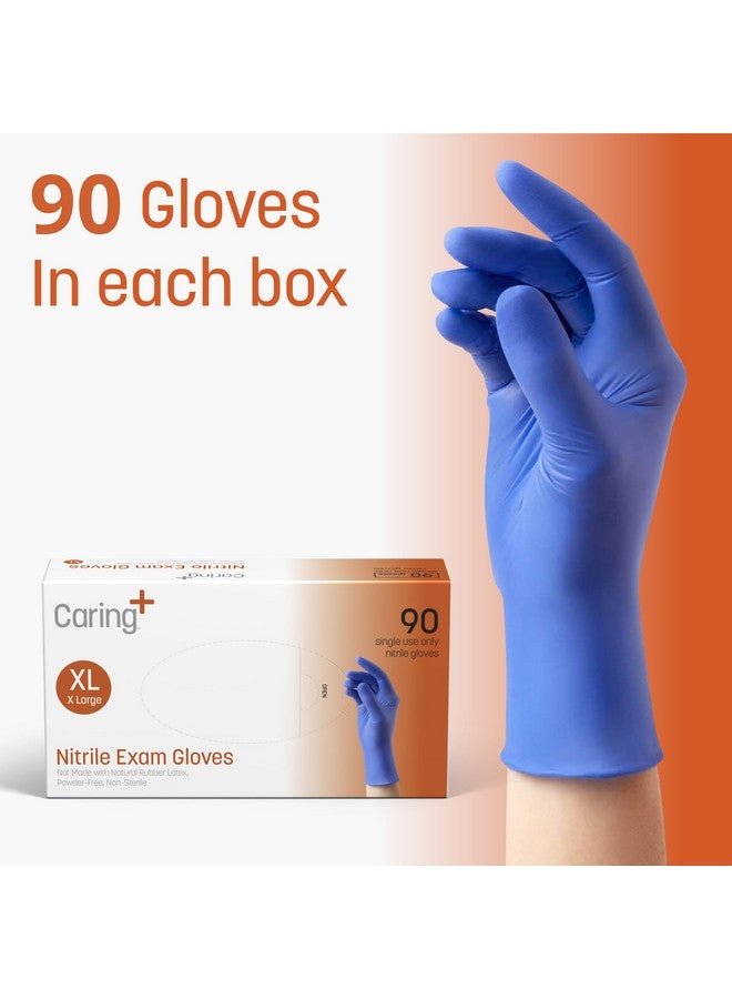 Caring Nitrile Exam Gloves (90ct), Powder Free and Not Made with Natural Rubber Latex, Gloves for Medical Use, Cleaning, Food Prep and More, X-Large - Image 4