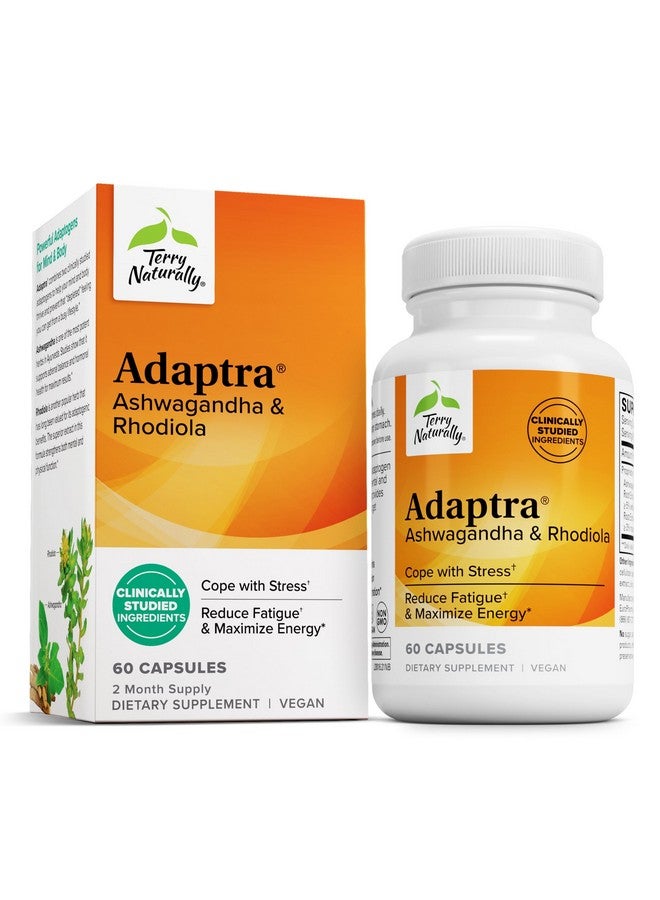 Terry Naturally Adaptra - Supplement to Support Adrenal Health - Ashwagandha Supplement with Rhodiola Rosea Extract - Herbal Supplement to Support Energy & Concentration - 60 Capsules - Image 1