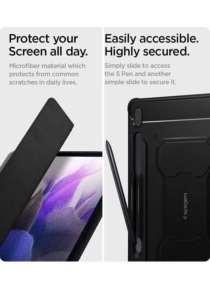 Spigen غطاء حماية Rugged Armor Pro لجهاز سامسونج جالاكسي تاب S7 FE مع حامل قلم S (2021) - أسود  - Image 3