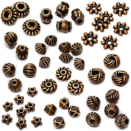Heather's CF Antique Copper Beads for Jewelry Making - Spacer & Assortments for Bracelet, Necklace, Earring - Craft Supplies, Findings, Small Seed Beads - Jewelry Set 500Pcs - Image 1