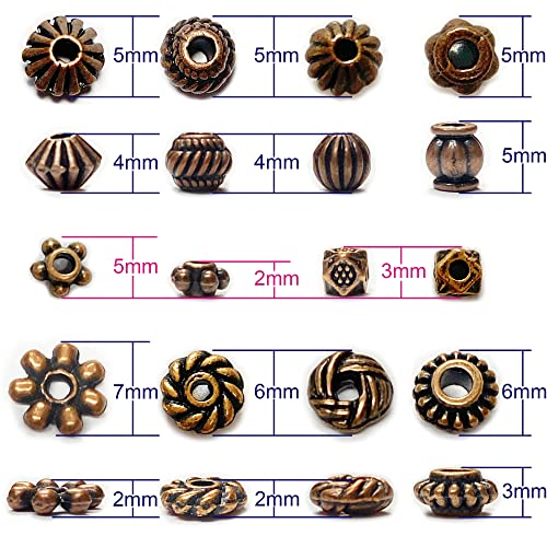 Heather's CF Antique Copper Beads for Jewelry Making - Spacer & Assortments for Bracelet, Necklace, Earring - Craft Supplies, Findings, Small Seed Beads - Jewelry Set 500Pcs - Image 2
