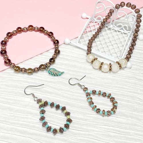 Heather's CF Antique Copper Beads for Jewelry Making - Spacer & Assortments for Bracelet, Necklace, Earring - Craft Supplies, Findings, Small Seed Beads - Jewelry Set 500Pcs - Image 5
