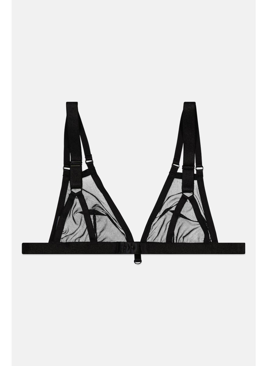 We Are We Wear - Women Textured Non Padded Wireless Bra, Black - Image 1