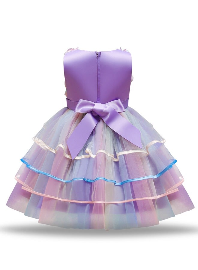Loquat Unicorn Princess Costume Set Birthday Party Dresses For Kids 3-8 Years Old - Image 3