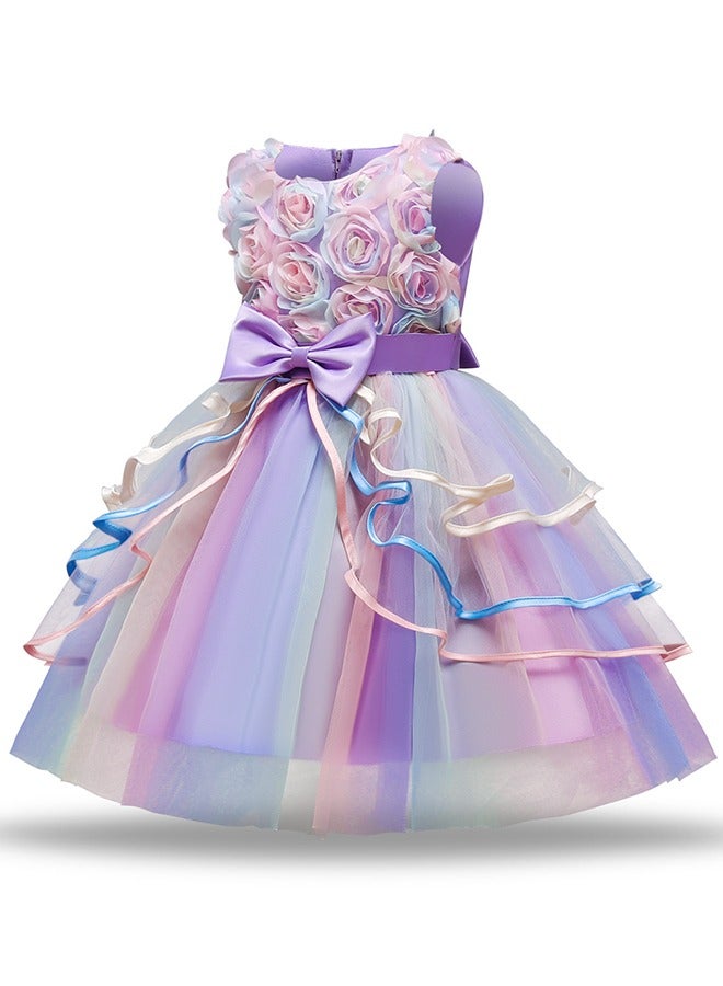Loquat Unicorn Princess Costume Set Birthday Party Dresses For Kids 3-8 Years Old - Image 4