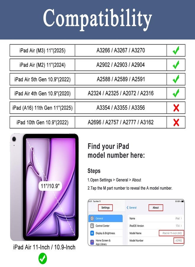 Soke Case for iPad Air 11-inch M3/M2 (2025/2024), iPad Air 5th/4th Generation 10.9-inch (2022/2020), with Built-in Screen Protector and Kickstand, Rugged Full Body Protective Cover - Violet - Image 2
