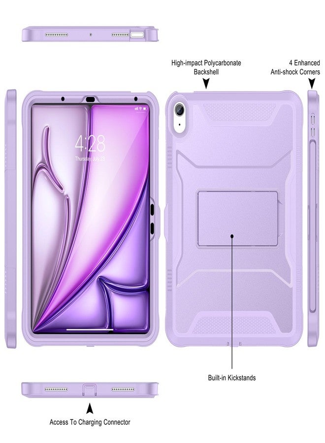 Soke Case for iPad Air 11-inch M3/M2 (2025/2024), iPad Air 5th/4th Generation 10.9-inch (2022/2020), with Built-in Screen Protector and Kickstand, Rugged Full Body Protective Cover - Violet - Image 3
