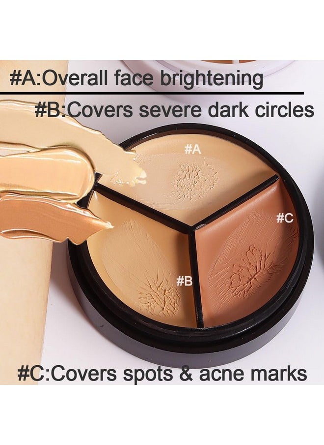 evpct - 2Pcs Tri Color Face Conceal Correct Cream Contour Makeup Palette For Mature Light Medium Skin Color Correcting Conceal Trouble Spots Dullness Under Eye Dark Circles Discolorations Covers Redness - Image 1