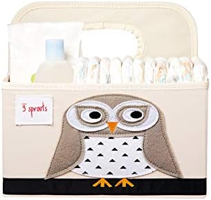 3 Sprouts Baby Diaper Caddy - Organizer Basket For Nursery, Owl - Image 3