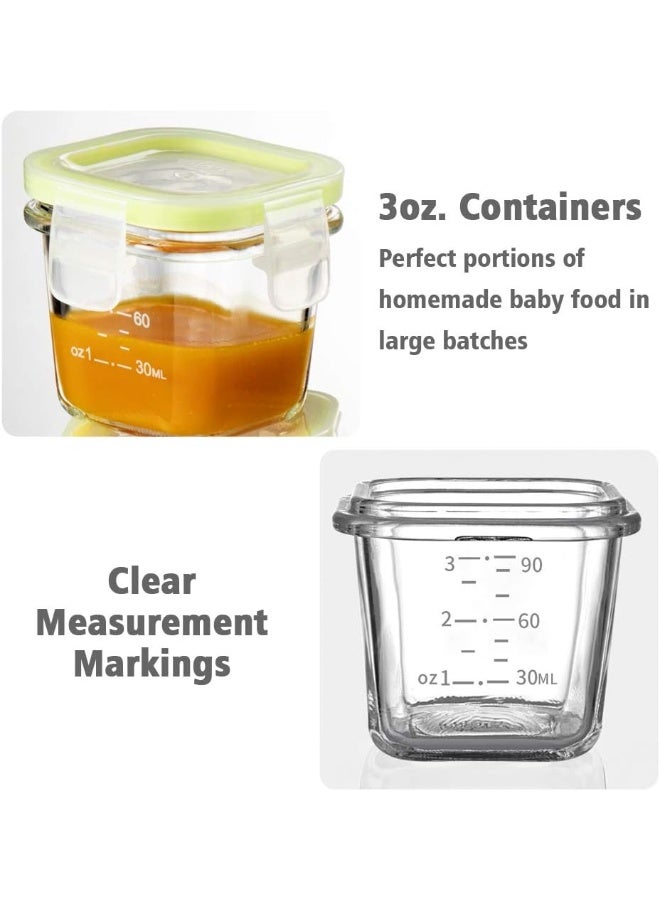 Matyz 4-Pack Glass Baby Food Storage Containers with Airtight Lids and Stackable Tray (Green, 3 OZ Each) - Image 4