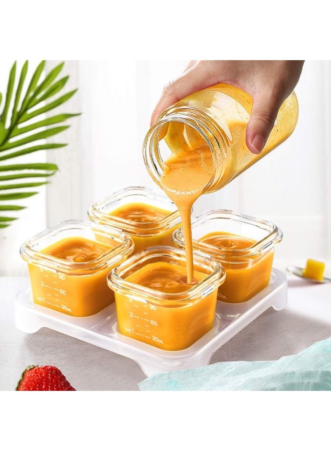 Matyz 4-Pack Glass Baby Food Storage Containers with Airtight Lids and Stackable Tray (Green, 3 OZ Each) - Image 5
