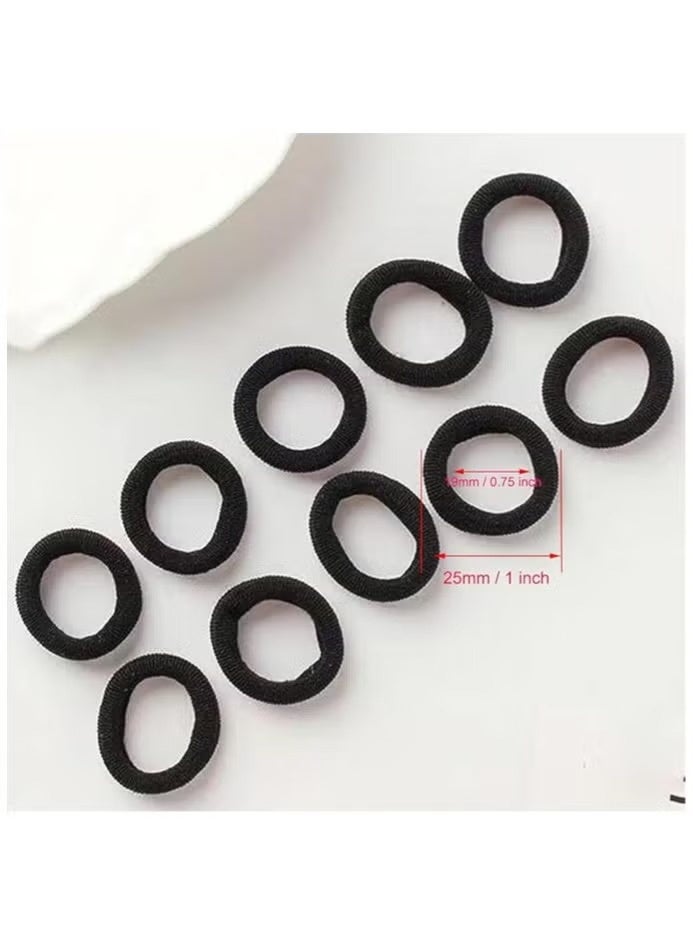 100-Piece Small Seamless Hair Ties, Elastic Hair Band, Ponytail Holders for Children and Little Girls’ Hair Accessory (Black) - Image 3