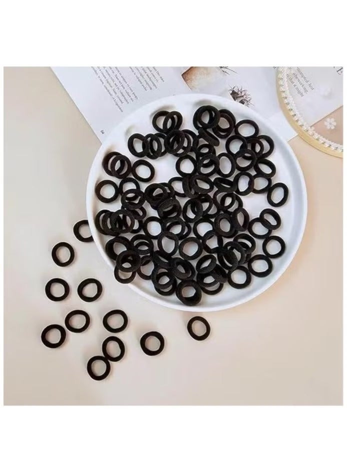100-Piece Small Seamless Hair Ties, Elastic Hair Band, Ponytail Holders for Children and Little Girls’ Hair Accessory (Black) - Image 2