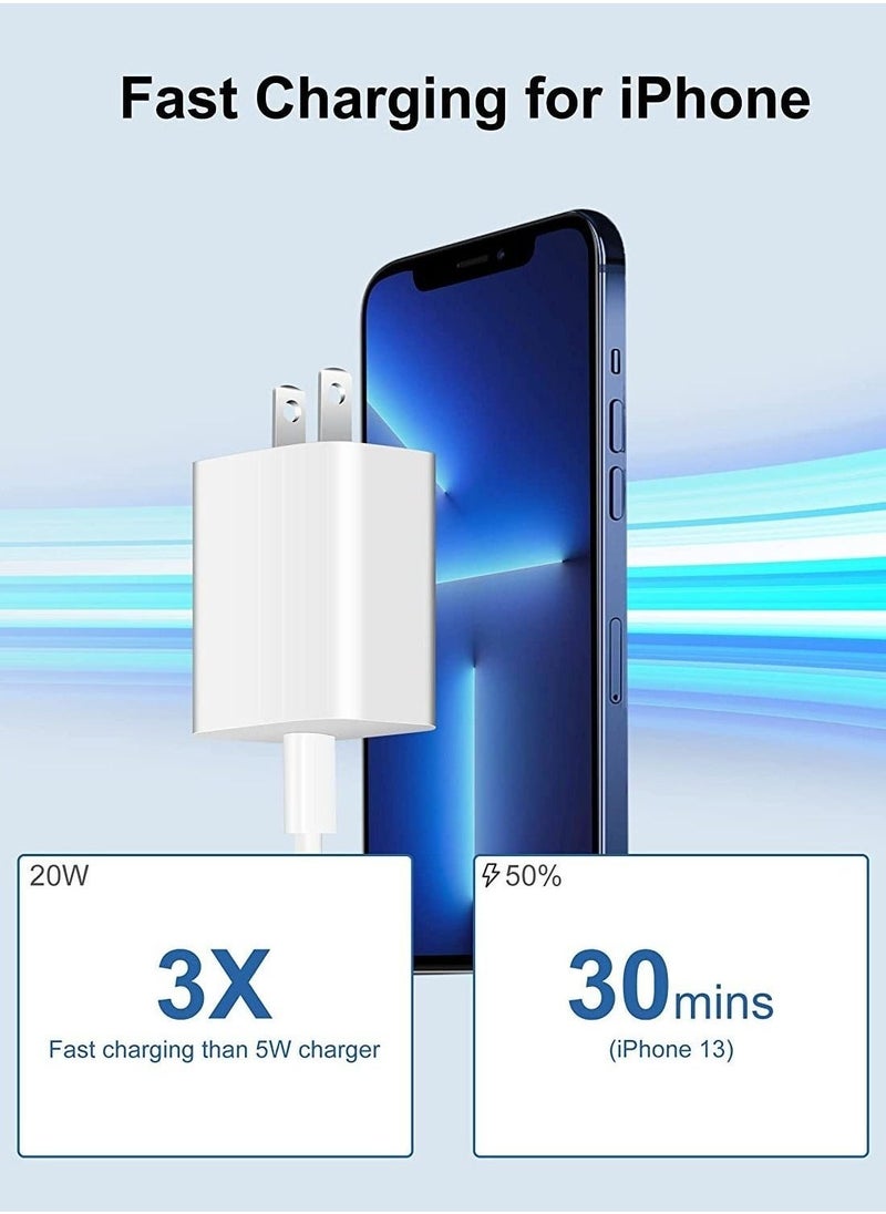 Generic - iPhone 14 13 12 11 Fast Charger 6FT, YEAHFUN 2Pack 20W USB C Wall Charger Block Fast Charging Cube + Long USB-C to Lightning Cable for iPhone 14/Plus/13/12/Pro Max/Mini/XS iPad(1pack) - Image 1