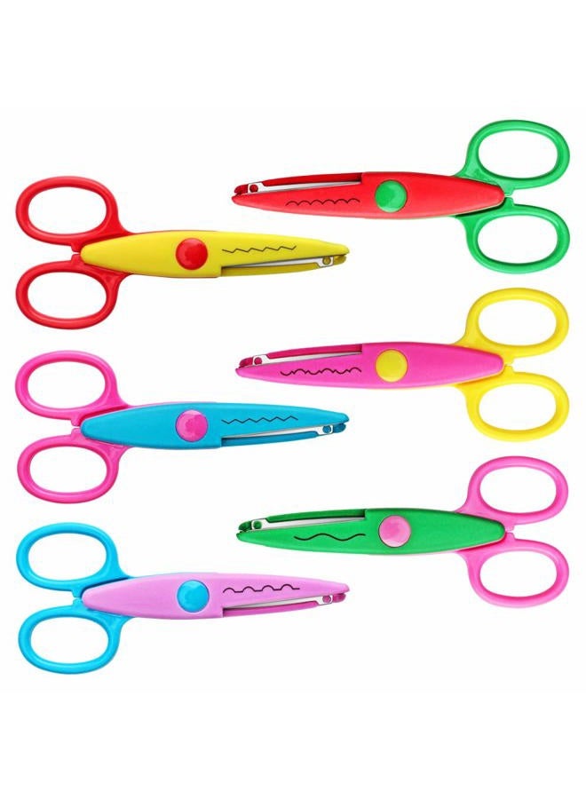 Asdirne Craft Scissors Decorative Edge, ABS Resin Scrapbook Scissors with 6 Pattern, Safe for Kids, Smoothly Cutting, Set of 6, Funny&Colorful - Image 1