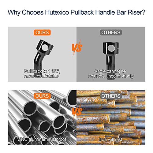 Hutexico Motorcycle Pullback Handlebar Riser for Harley, Hutexico One-Piece 4 inch Handlebar Risers Universal for 1 inch Handlebar Dyna Sportster 883 Softail Shadow 750 Vulcan 900 V-Star Bouledvard - Image 4
