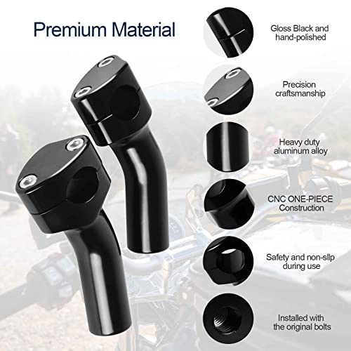 Hutexico Motorcycle Pullback Handlebar Riser for Harley, Hutexico One-Piece 4 inch Handlebar Risers Universal for 1 inch Handlebar Dyna Sportster 883 Softail Shadow 750 Vulcan 900 V-Star Bouledvard - Image 3