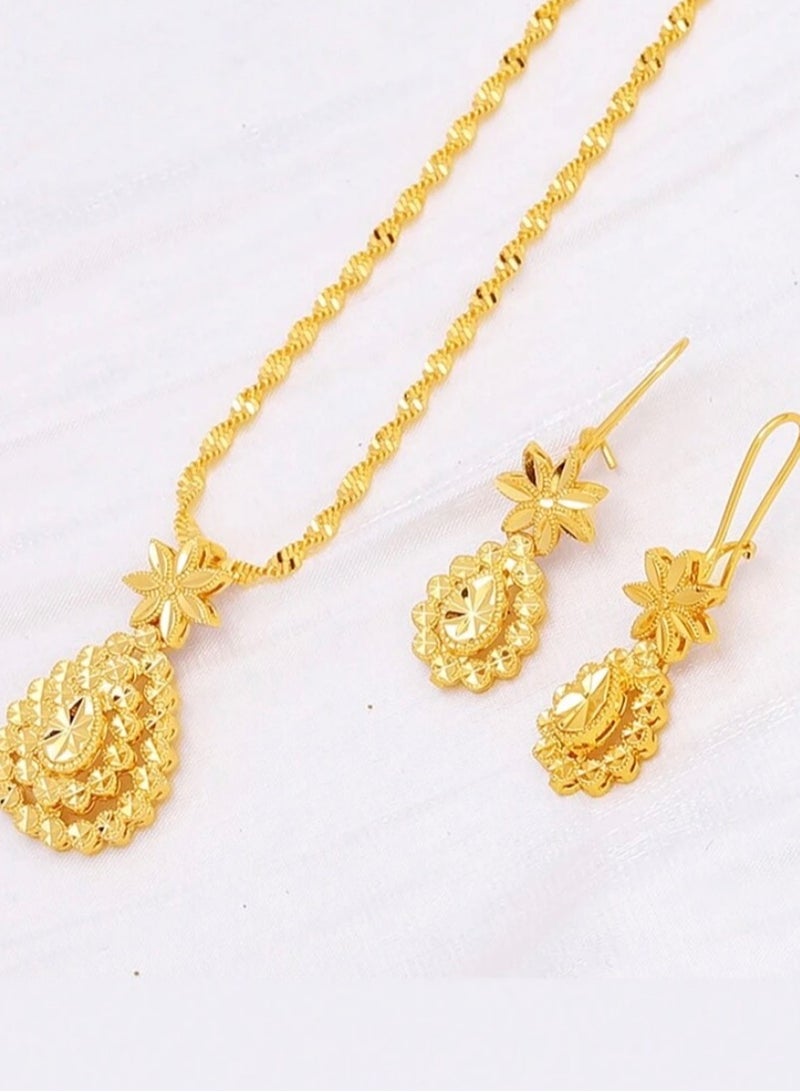 GOLDMAX 21k Gold Plated Necklace & Earrings Jewelry Set For Women - Image 3