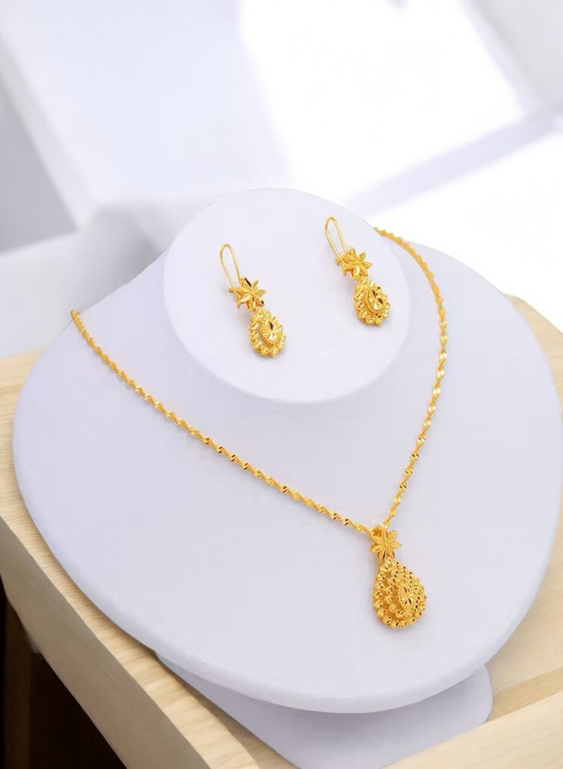 GOLDMAX 21k Gold Plated Necklace & Earrings Jewelry Set For Women - Image 2