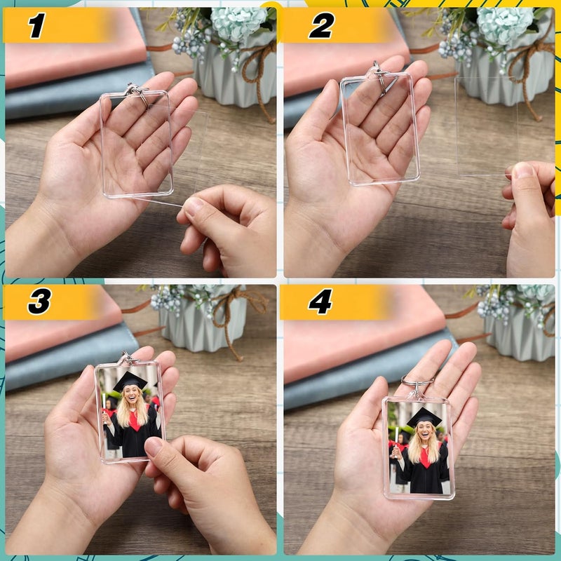 ياومياو حامل مفتاح إطار صورة أكريليك فارغ لإدراج الصور والحرف اليدوية DIY - Image 3