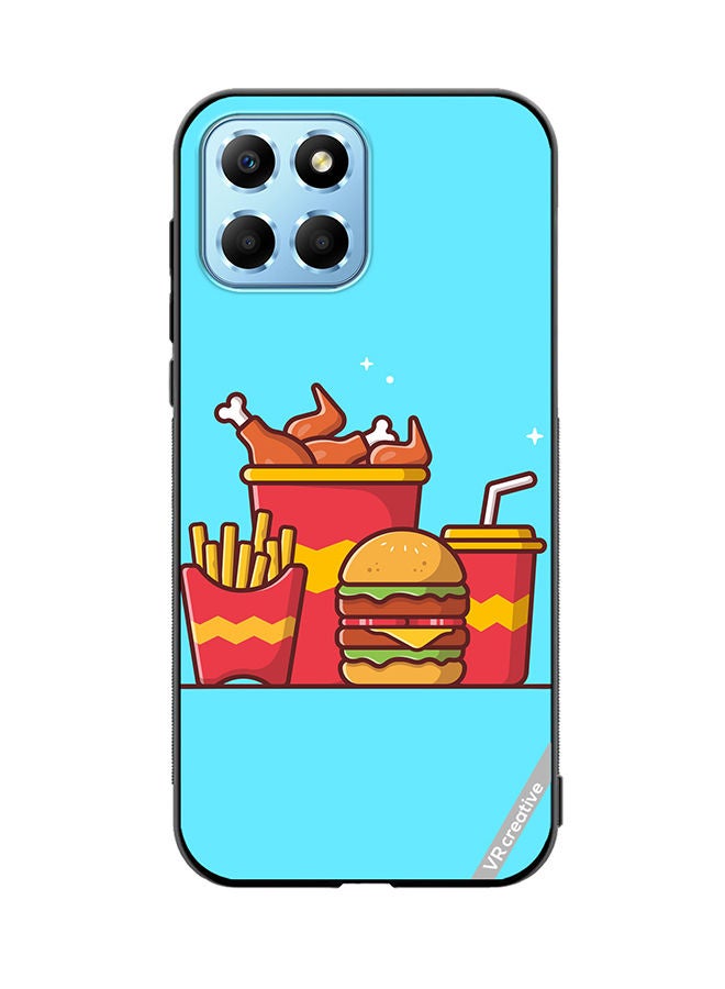 VR CREATIVE Protective Case Cover For Honor X8 5G Burger With Fried Chicken, French Fries And Soda Cartoon Design Multicolour - Image 1
