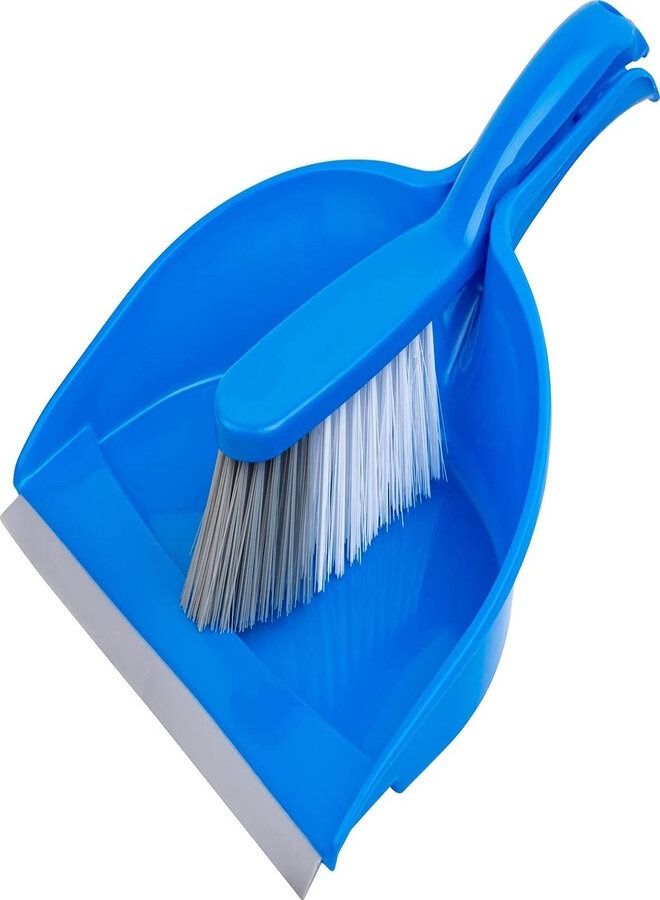 Kleaner Hand Held Dustpan And Brush Set Blue/Grey/White 22centimeter