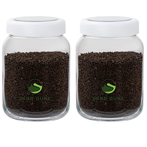 SAND DUNE Set of 2, 750ml Each Storage Glass Jar White Plastic Cap, Transparent | BPA Free | Storage Jar Containers for Kitchen Pantry for Cookies, Dry Fruits, Masala, Spices, cereal, and flour - Image 1