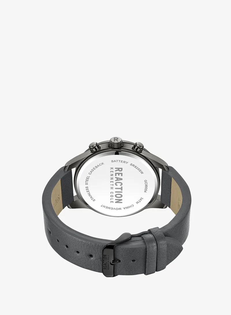 Kenneth Cole Reaction  Kenneth Cole Reaction Chronograph Gents Watch With Grey Synthetic Leather Strap 46mm - KRWGC9005402 for Men | Best Price UAE