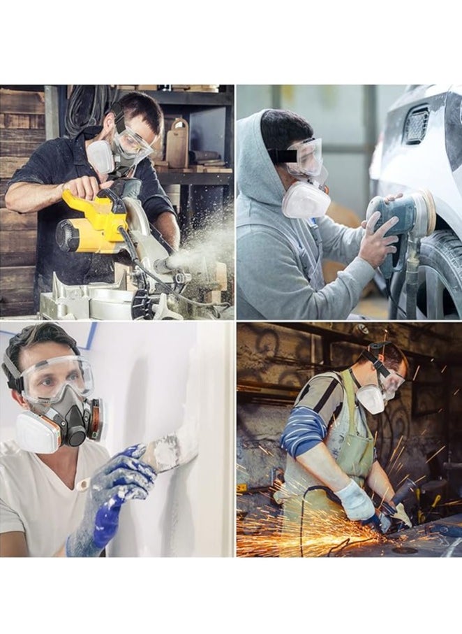SCIENISH SCIENISH Reusable Respirator Half Facepiece 6200 Gas Ma-sk Breathing Protection Respirators with Safety Goggles for Painting Organic Vapor Welding Polishing Woodworking and Other Work Protection  - Image 2