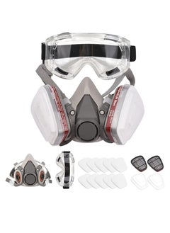 SCIENISH SCIENISH Reusable Respirator Half Facepiece 6200 Gas Ma-sk Breathing Protection Respirators with Safety Goggles for Painting Organic Vapor Welding Polishing Woodworking and Other Work Protection  - Image 1