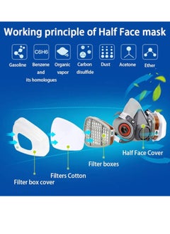 SCIENISH SCIENISH Reusable Respirator Half Facepiece 6200 Gas Ma-sk Breathing Protection Respirators with Safety Goggles for Painting Organic Vapor Welding Polishing Woodworking and Other Work Protection  - Image 2