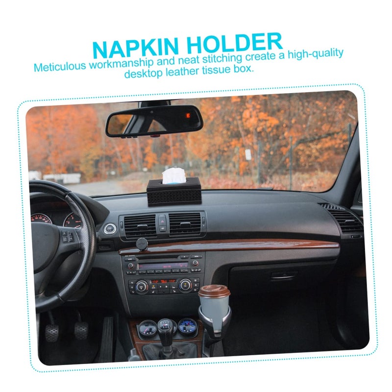 Large Leather Tissue Box Holder Car Living Room Napkin Dispenser Organizer - Image 5