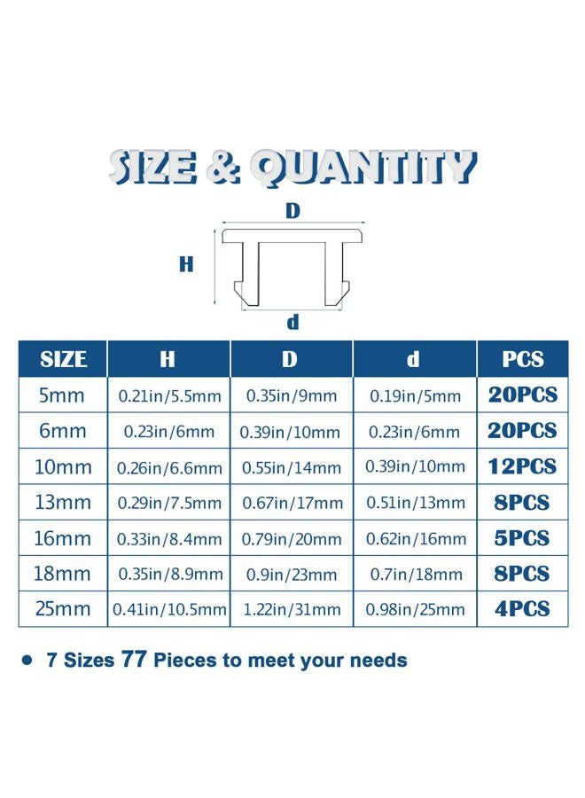 Tugermoola 77PCS 7 Sizes Silicone Plug Rubber Plugs for Holes Assorted Sizes 1/5" 1/4" 3/8" 1/2" 5/8" 3/4" 1" Hole Plug White - Image 2